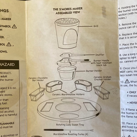 CASA MODA Indoor Outdoor S'Mores Maker Grill w/4 marshmallow roasting forks NEW - Picture 6 of 7